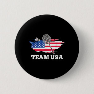 Chapa Redonda De 5 Cm Equipo Americano Usa De Bádminton Con Raqueta De V