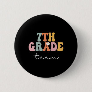 Chapa Redonda De 5 Cm Equipo de 7º grado retro divertido mujeres felices