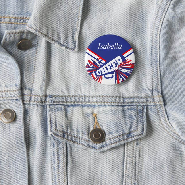 Chapa Redonda De 5 Cm Equipo de animadores en azul, blanco y rojo (In situ)