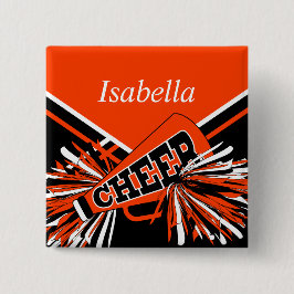 Chapa Redonda De 5 Cm Equipo de animadores en Naranja y negro