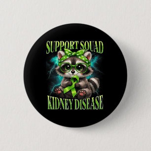 Chapa Redonda De 5 Cm Equipo de Apoyo Enfermedad Renal Mapache Cinta Ver