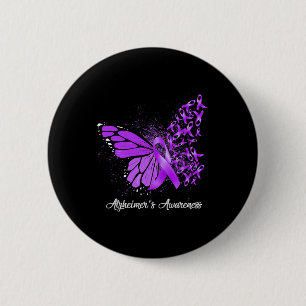 Chapa Redonda De 5 Cm Equipo de Apoyo Heimer Mariposa Cinta Morada 