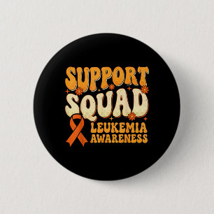 Chapa Redonda De 5 Cm Equipo de Apoyo Lazo Naranja Leucemia Cáncer de Sa