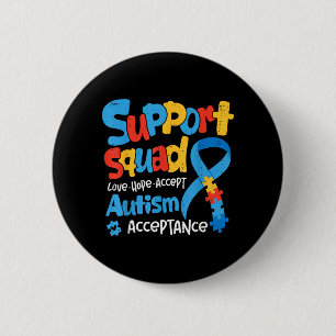 Chapa Redonda De 5 Cm Equipo de Apoyo para la Conciencia del Autismo en 