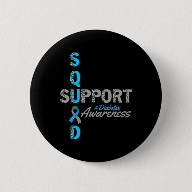 Chapa Redonda De 5 Cm equipo de apoyo t1d t2d diabetes lazo azul gris (Anverso)