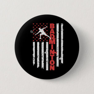 Chapa Redonda De 5 Cm Equipo de bádminton Bandera americana de EE. UU. B