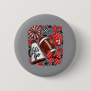 Chapa Redonda De 5 Cm Equipo de día de juego rojo Mamá animadora de fútb