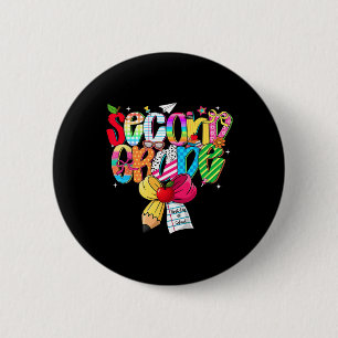 Chapa Redonda De 5 Cm Equipo de ensueño de 2do grado preppy Regreso a la