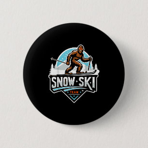 Chapa Redonda De 5 Cm Equipo de esquí de nieve Sasquatch Bigfoot Cartoon