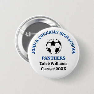 Chapa Redonda De 5 Cm Equipo de Fútbol de Escuela Secundaria Azul Person