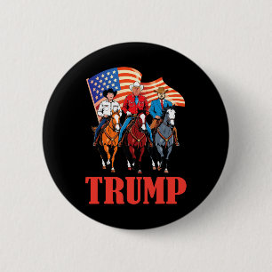 Chapa Redonda De 5 Cm Equipo de la bandera estadounidense Trump vaquero