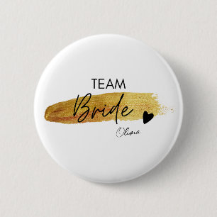 Chapa Redonda De 5 Cm Equipo de la Novia Moderno y Elegante Personalizad