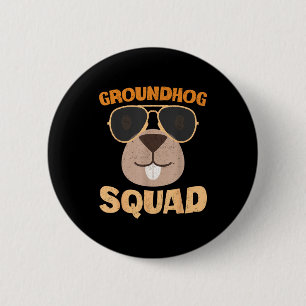 Chapa Redonda De 5 Cm Equipo de marmota divertido Feliz día de la marmot