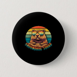 Chapa Redonda De 5 Cm Equipo de Marmota Retro Feliz Día de la Marmota Vi