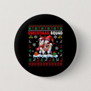Chapa Redonda De 5 Cm Equipo de Navidad Santa Gnomo montando Llama Reno 