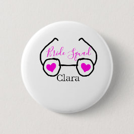 Chapa Redonda De 5 Cm Equipo de novia gafas de corazón rosa negro de dam