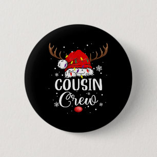 Chapa Redonda De 5 Cm Equipo de primo de Navidad divertido sombrero de S