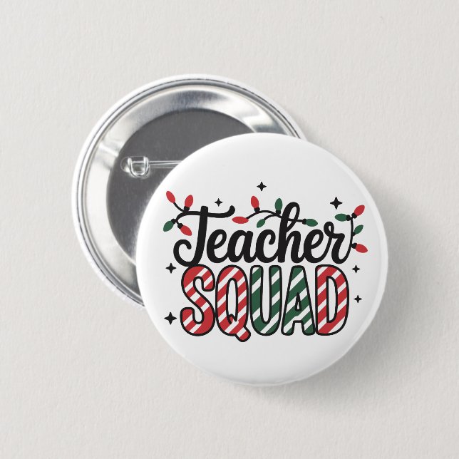 Chapa Redonda De 5 Cm Equipo de profesores de Navidad divertido y alegre (Anverso y reverso)