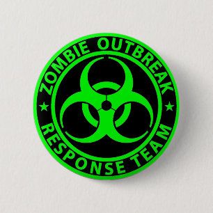 Chapa Redonda De 5 Cm Equipo de respuesta a brote de zombis verde neón