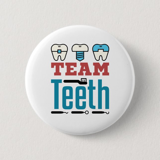 Chapa Redonda De 5 Cm Equipo de Teeth Dental Squad Personal Dentienist H (Anverso)