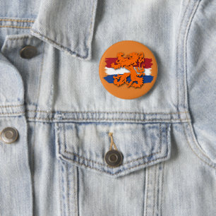 Chapa Redonda De 5 Cm Equipo Holanda Bandera Naranja León de Holanda