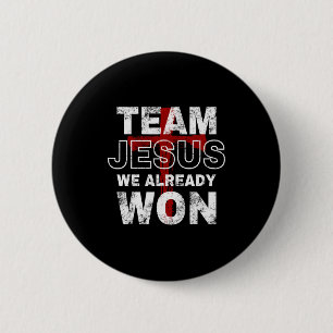 Chapa Redonda De 5 Cm Equipo Jesús Ya Ganamos Cruz De Fe Cristiana 
