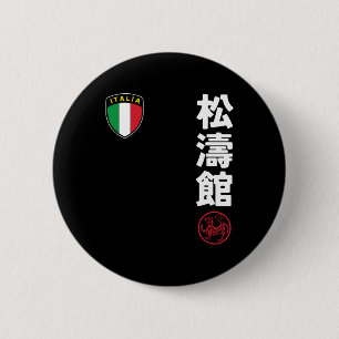 Chapa Redonda De 5 Cm Equipo Karate Shotokan Bandera italiana Kanji Mar