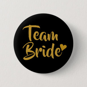 Chapa Redonda De 5 Cm Equipo Novia Corazón de Oro