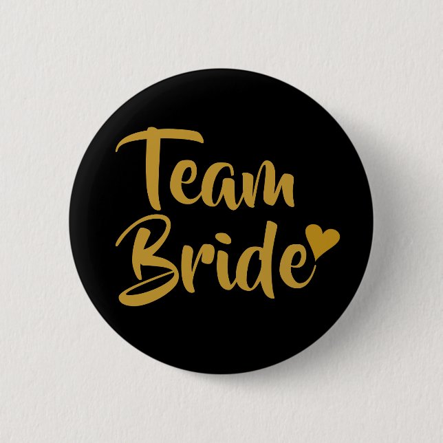 Chapa Redonda De 5 Cm Equipo Novia Corazón de Oro (Anverso)