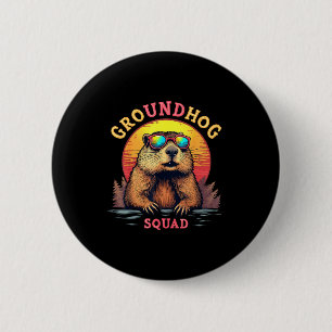 Chapa Redonda De 5 Cm Equipo Vintage del Día de la Marmota Tendencia Pun