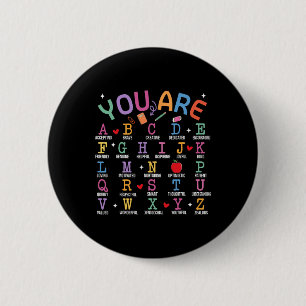Chapa Redonda De 5 Cm Eres Letras Alfabeto Aprende Abcs Inspiración Te