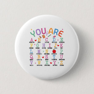 Chapa Redonda De 5 Cm Eres Letras Alfabeto Aprende Abcs Inspiración Te