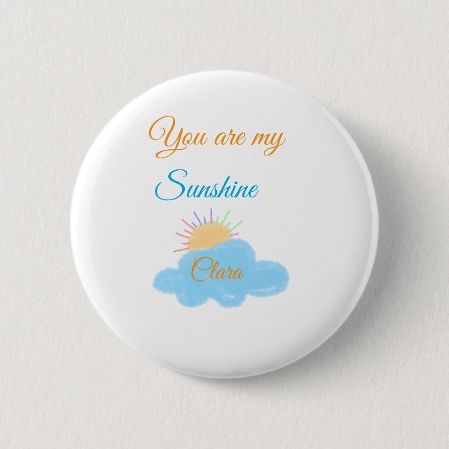 Chapa Redonda De 5 Cm eres mi sol naranja amarillo  nubes de rayos solar (Anverso)