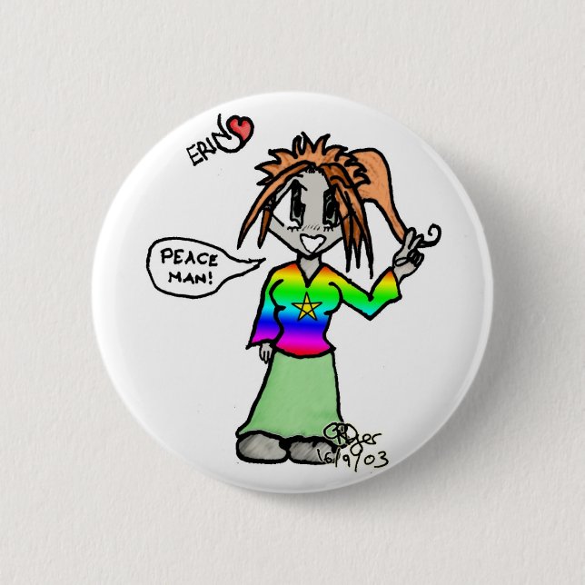 Chapa Redonda De 5 Cm Erin el hippy (Anverso)