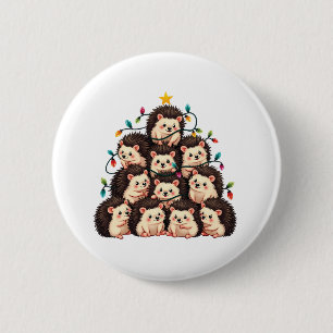 Chapa Redonda De 5 Cm Erizo de Navidad Árbol Amante de Animales Cute Fie