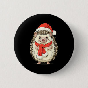 Chapa Redonda De 5 Cm Erizo de Navidad lindo Santa