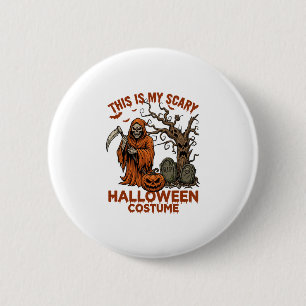 Chapa Redonda De 5 Cm Es Disfraz de Halloween Espantoso Naranja Reaper P