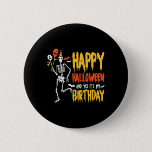 Chapa Redonda De 5 Cm Es Halloween y sí es mi patineta de cumpleaños