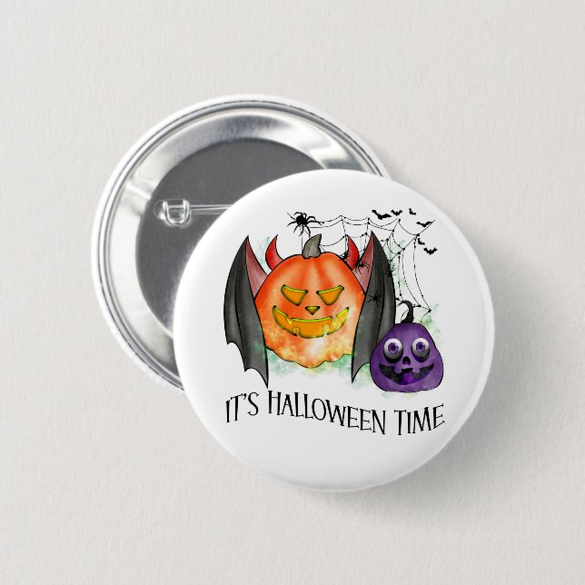 Chapa Redonda De 5 Cm Es hora de Halloween (Anverso y reverso)