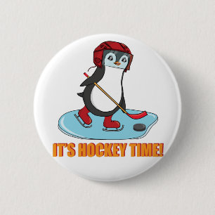 Chapa Redonda De 5 Cm Es hora de hockey - Hockey picado pingüino