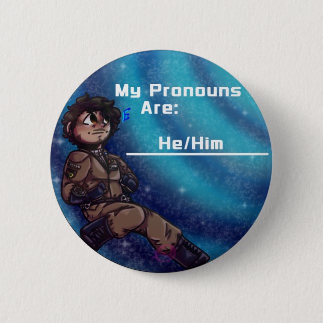 Chapa Redonda De 5 Cm ¡Es Ingeniero Jefe De Markiplier! Mark Pronoun Pin (Anverso)
