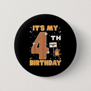 Chapa Redonda De 5 Cm Es mi 4º cumpleaños Día de la marmota 4 años niña