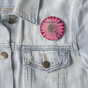Chapa Redonda De 5 Cm Es mi cumpleaños!! Novena flor