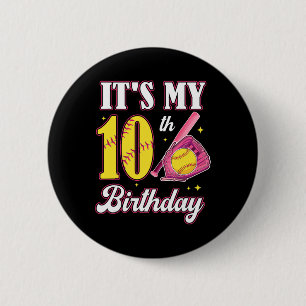 Chapa Redonda De 5 Cm Es mi cumpleaños número 10 Softll Girl 10 años Par