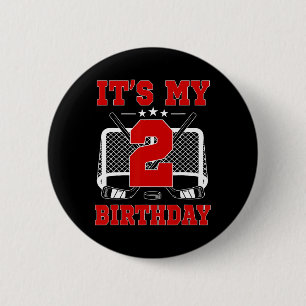 Chapa Redonda De 5 Cm Es mi cumpleaños número 2 tema de hockey sobre hie