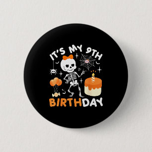 Chapa Redonda De 5 Cm Es Mi Cumpleaños Número 9 Divertido Halloween Esqu