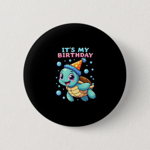 Chapa Redonda De 5 Cm Es Mi Cumpleaños Tortuga Marina Lindo Cumpleaños O