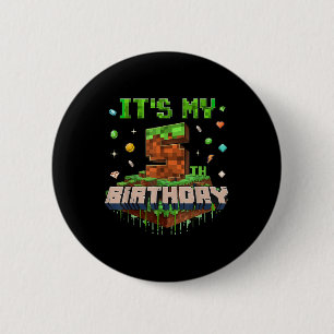 Chapa Redonda De 5 Cm Es mi quinto cumpleaños niños jugando al piano núm