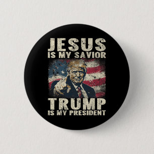 Chapa Redonda De 5 Cm ¿Es mi salvador Trump mi presidente estadounidense