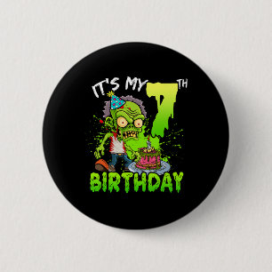 Chapa Redonda De 5 Cm Es mi sétimo cumpleaños zombi, chicos de más de 7 